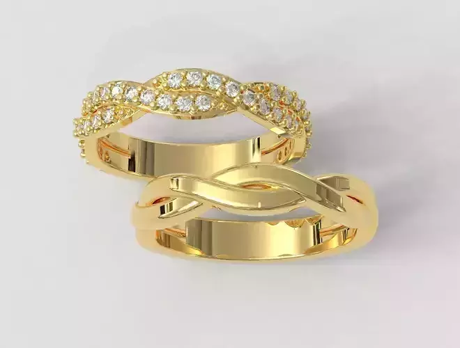 2 Braided Rings - With and Without Diamonds