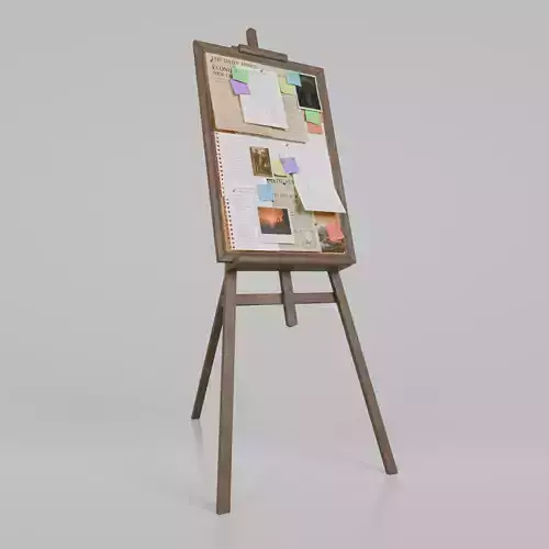 Customizable Wooden Cork Board - Tall Pin Notice Board Low-poly 3D model