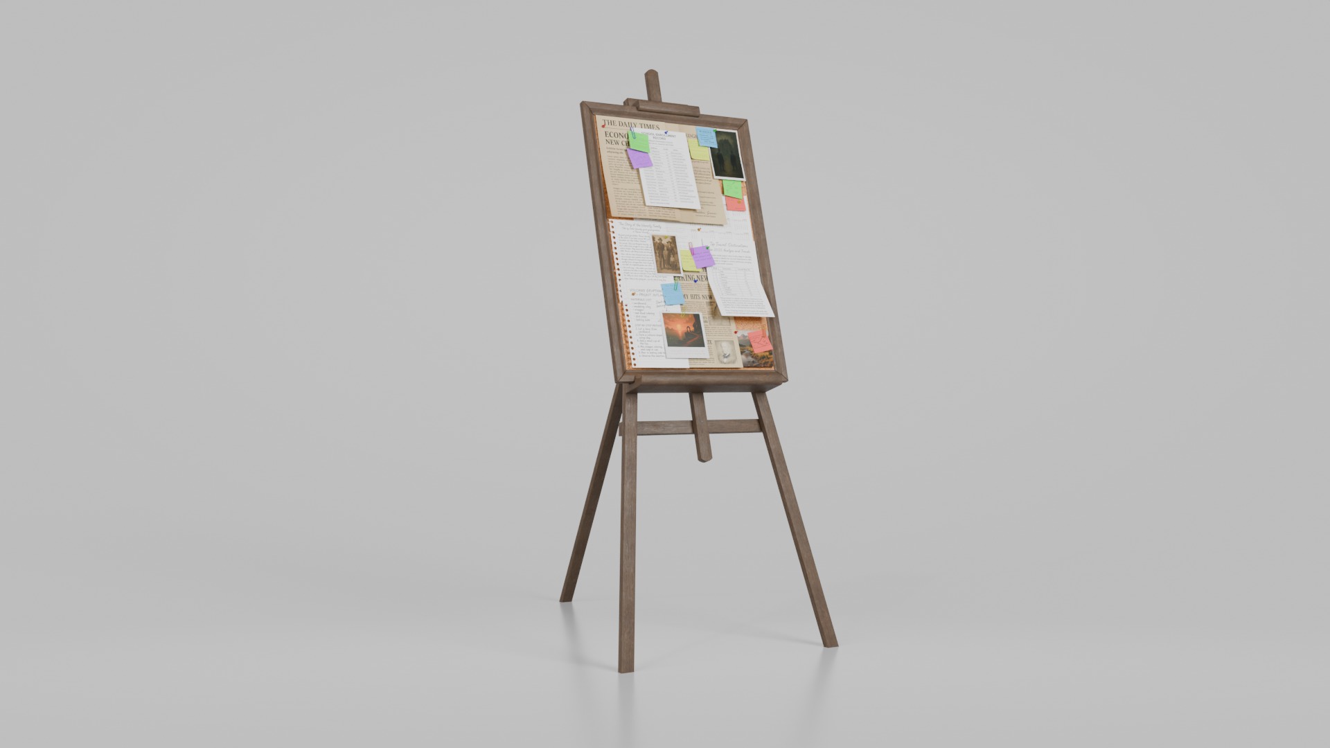 Customizable Wooden Cork Board - Tall Pin Notice Board Low-poly 3D model_2