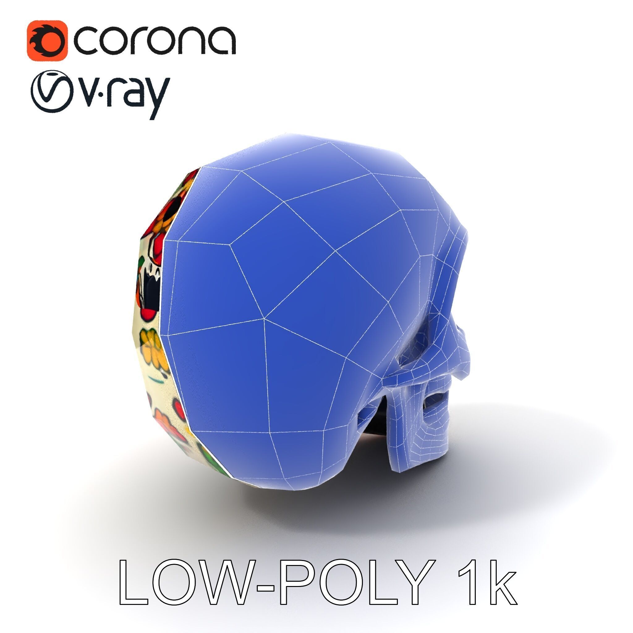 Colorful Sugar Skull Model Pack for Festive Designs Low-poly 3D model_9