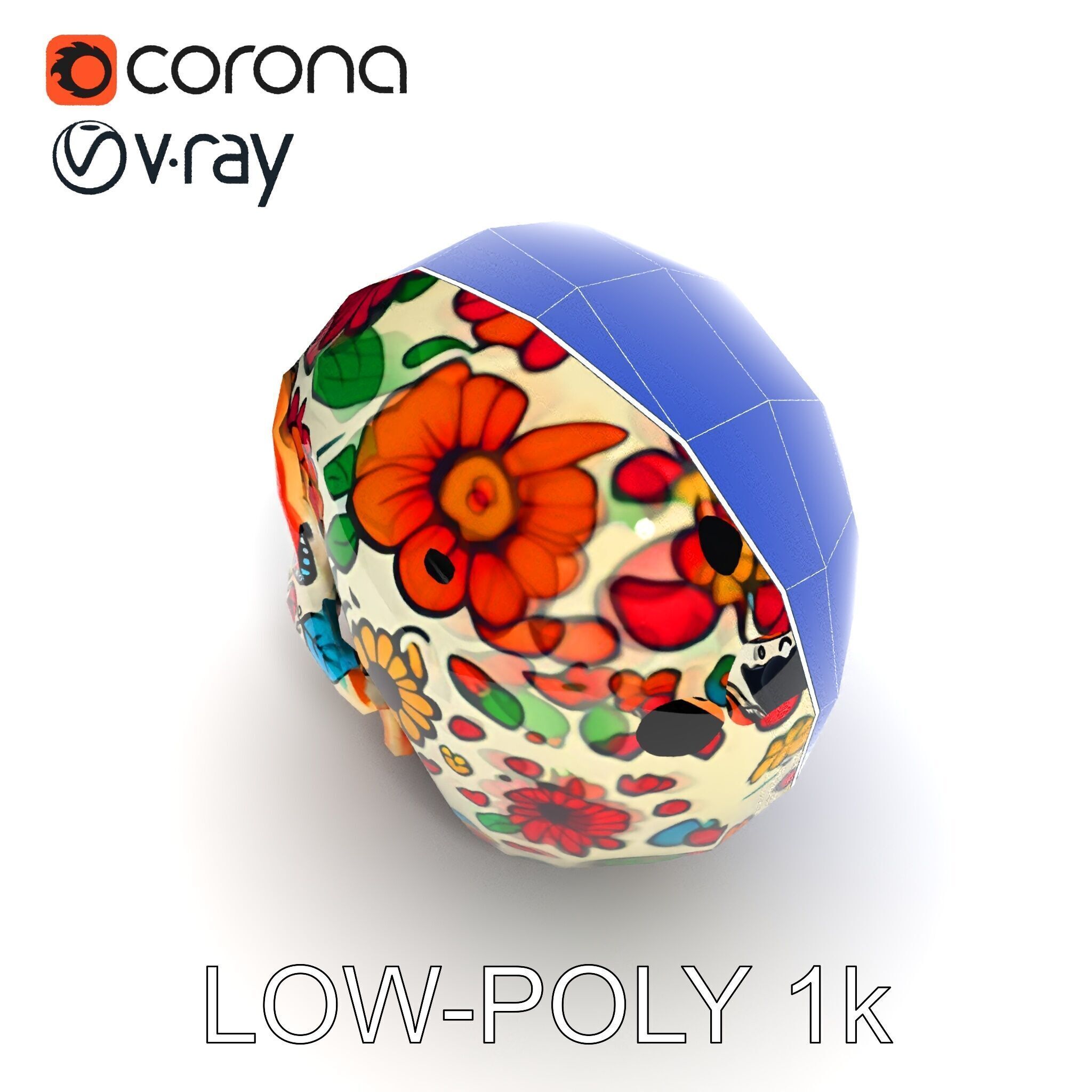 Colorful Sugar Skull Model Pack for Festive Designs Low-poly 3D model_12