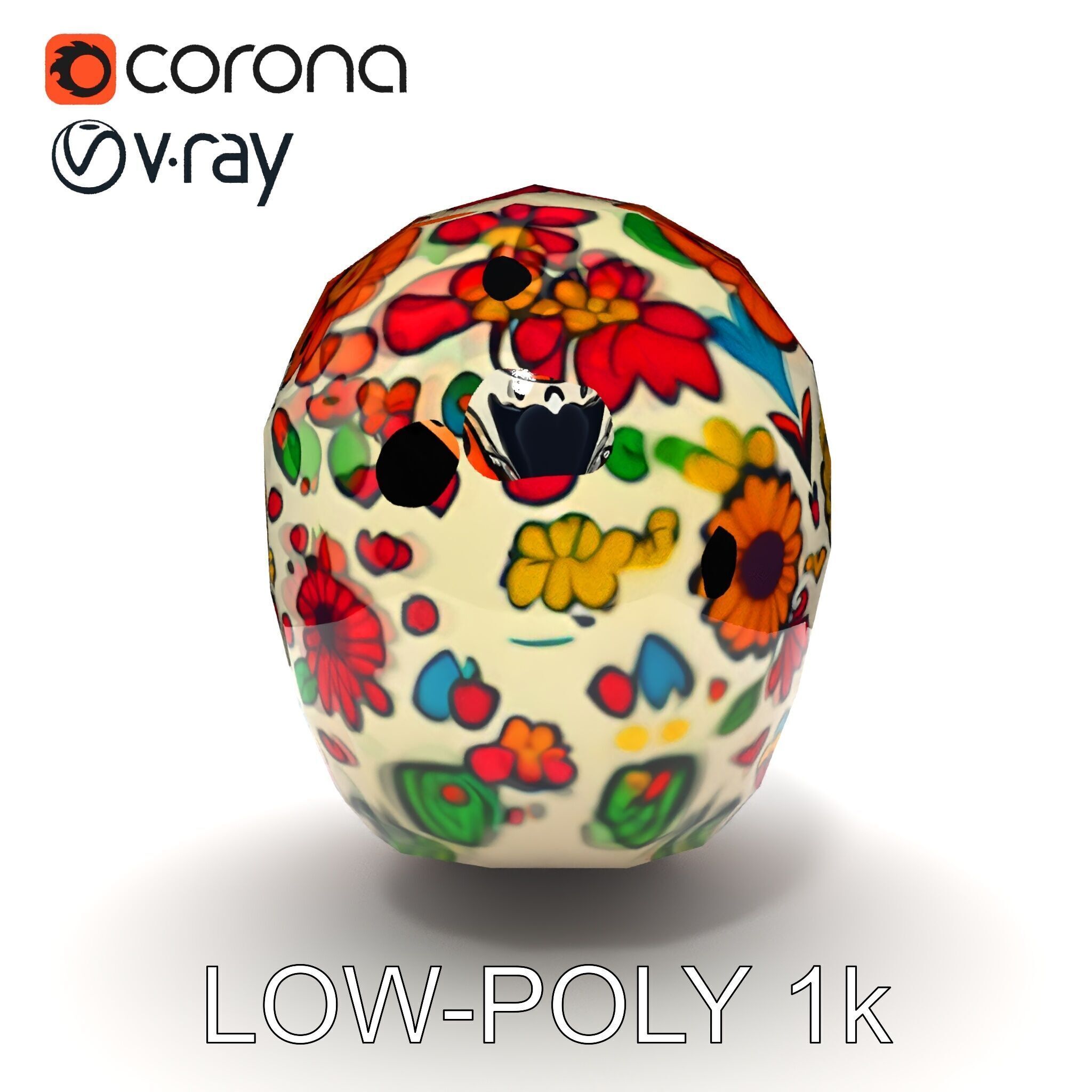 Colorful Sugar Skull Model Pack for Festive Designs Low-poly 3D model_25