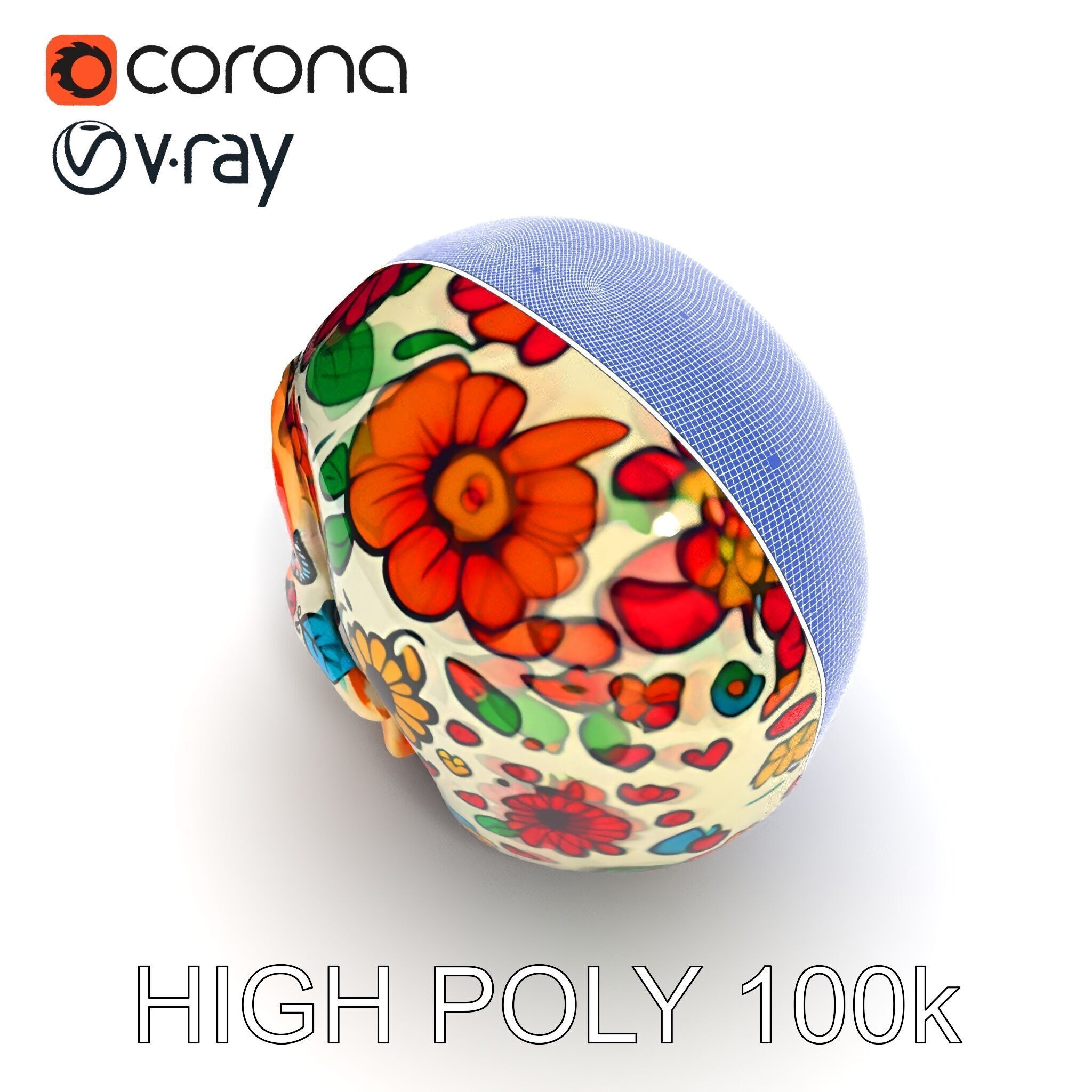 Colorful Sugar Skull Model Pack for Festive Designs Low-poly 3D model_34
