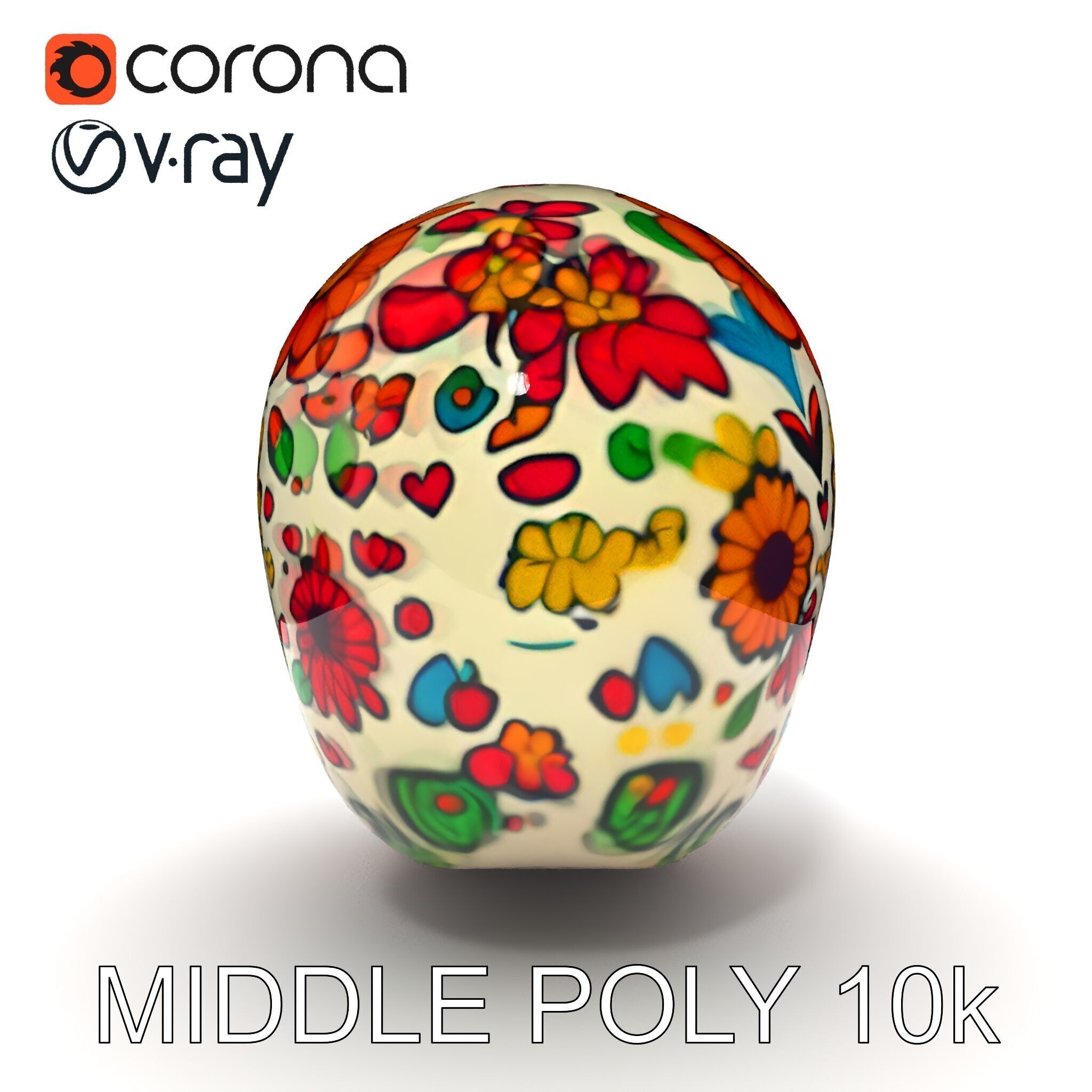 Colorful Sugar Skull Model Pack for Festive Designs Low-poly 3D model_21