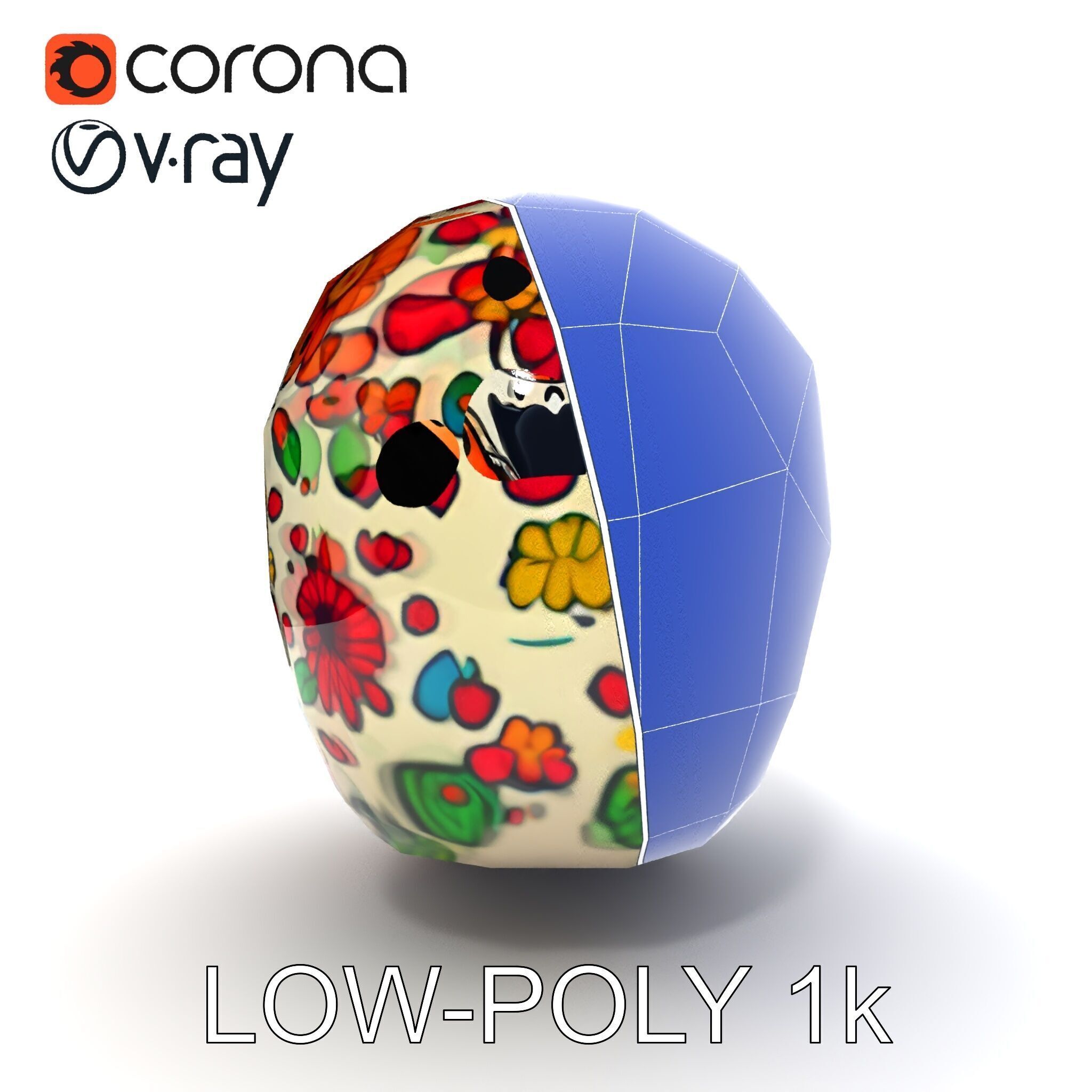 Colorful Sugar Skull Model Pack for Festive Designs Low-poly 3D model_28