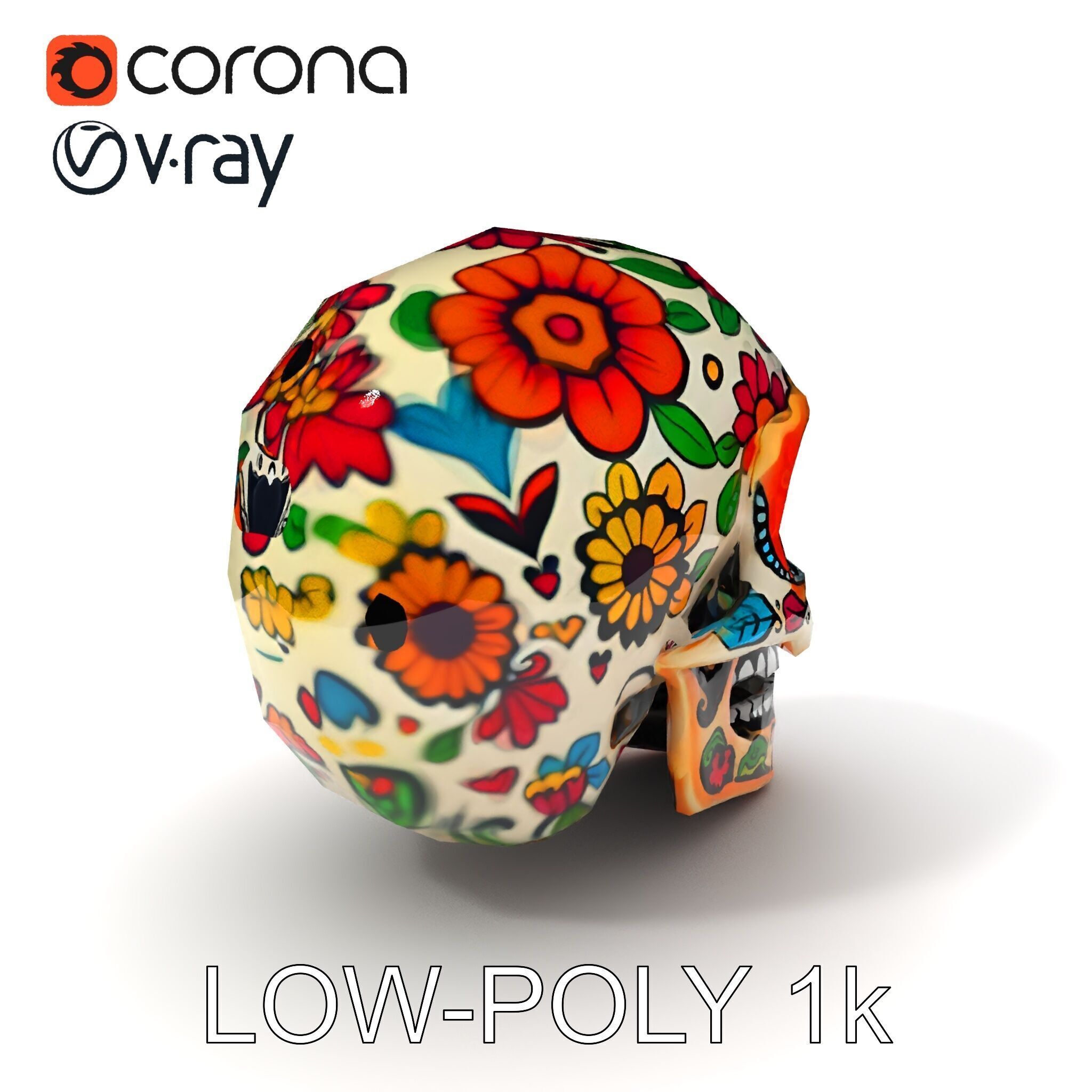 Colorful Sugar Skull Model Pack for Festive Designs Low-poly 3D model_20