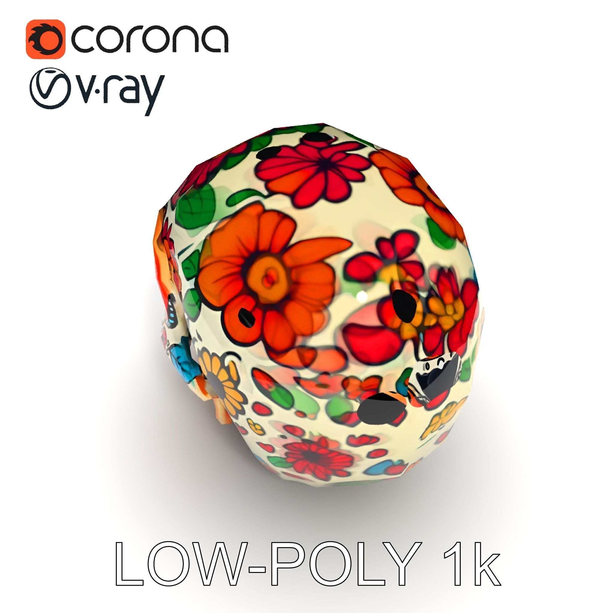 Colorful Sugar Skull Model Pack for Festive Designs Low-poly 3D model_31