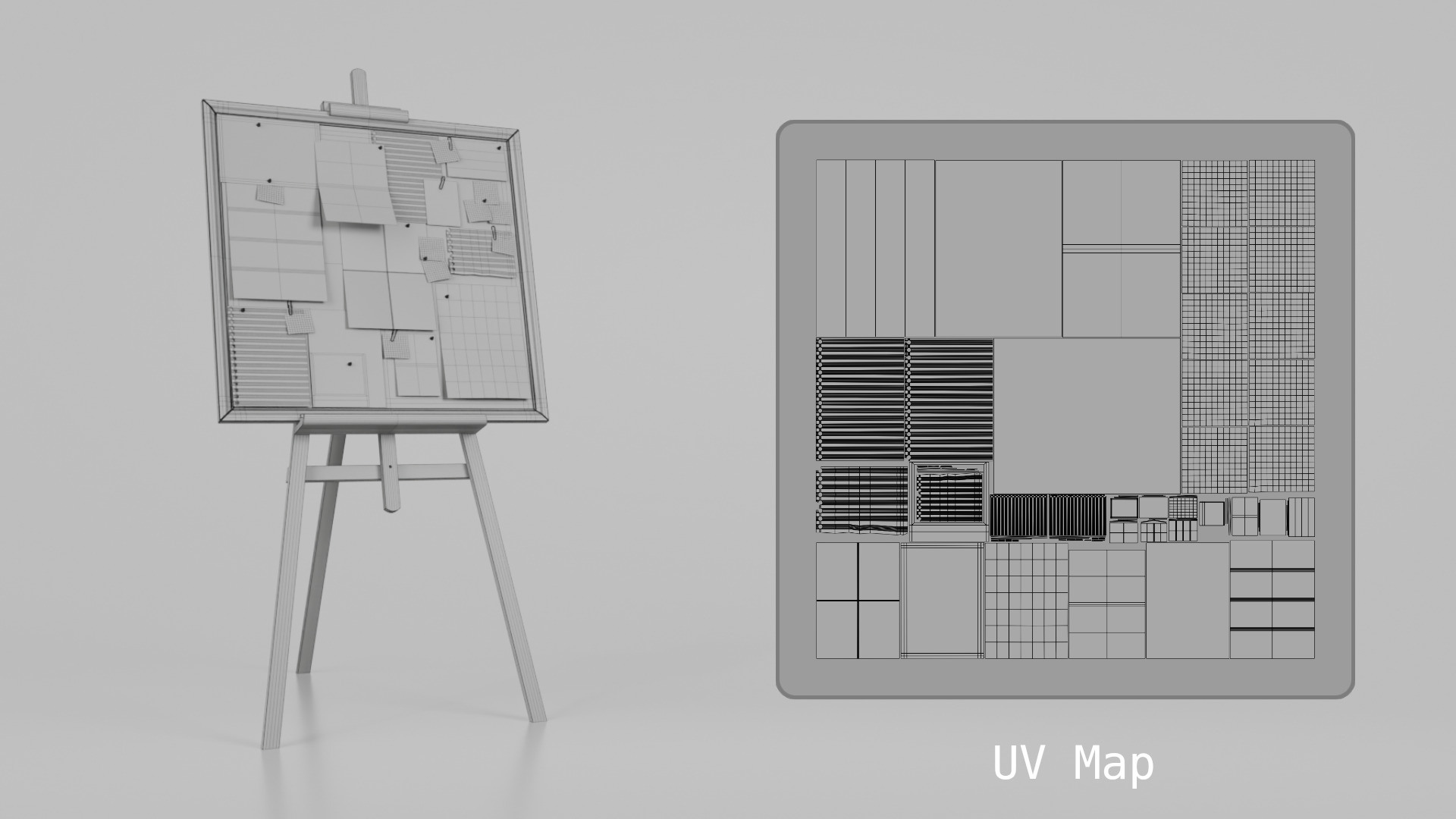 Customizable Wooden Cork Board - Square Pin Notice Board Low-poly 3D model_13