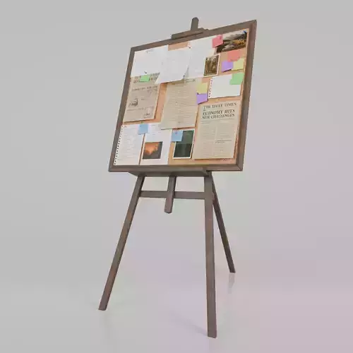 Customizable Wooden Cork Board - Square Pin Notice Board Low-poly 3D model
