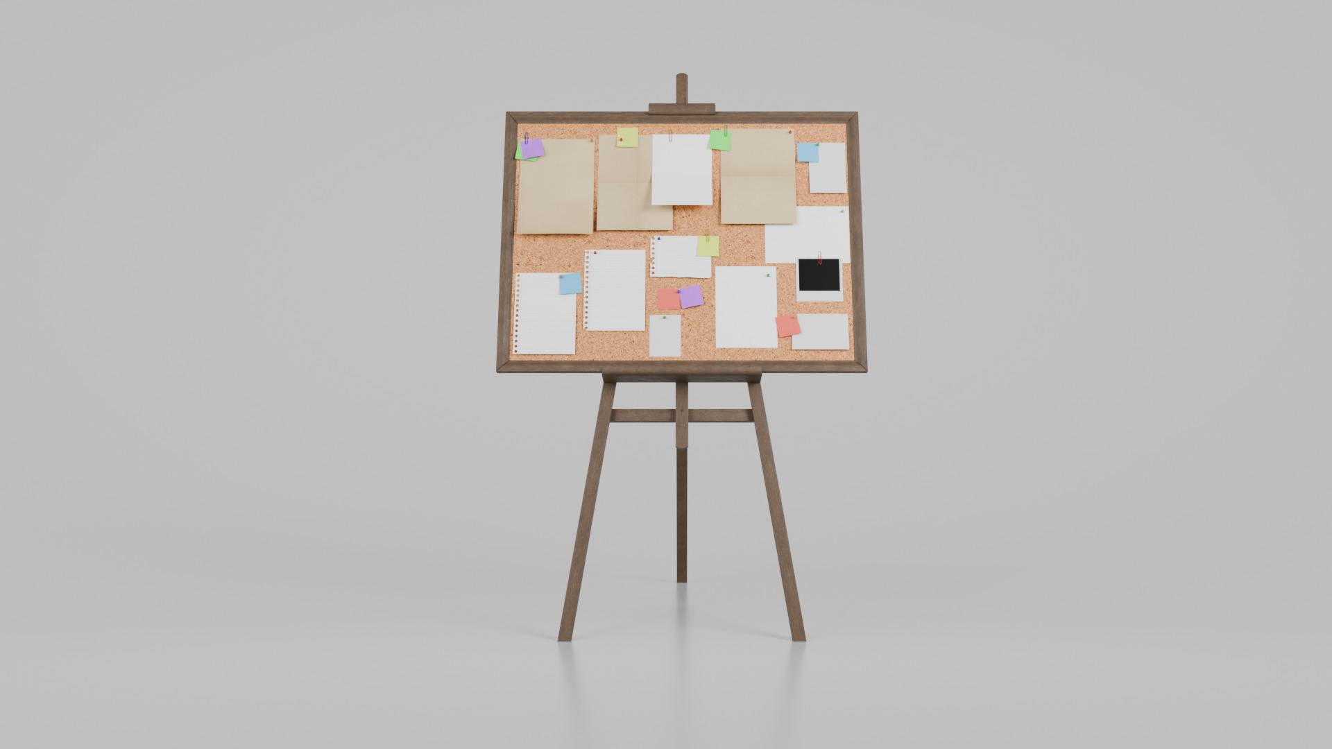 Customizable Wooden Cork Board - Rectangular Pin Notice Board Low-poly 3D model_11
