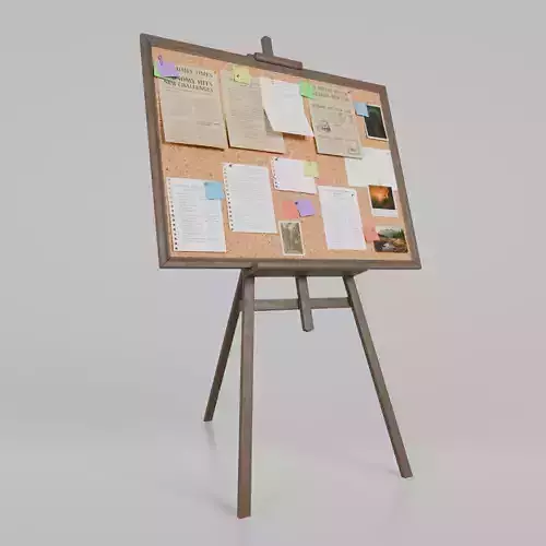 Customizable Wooden Cork Board - Rectangular Pin Notice Board Low-poly 3D model