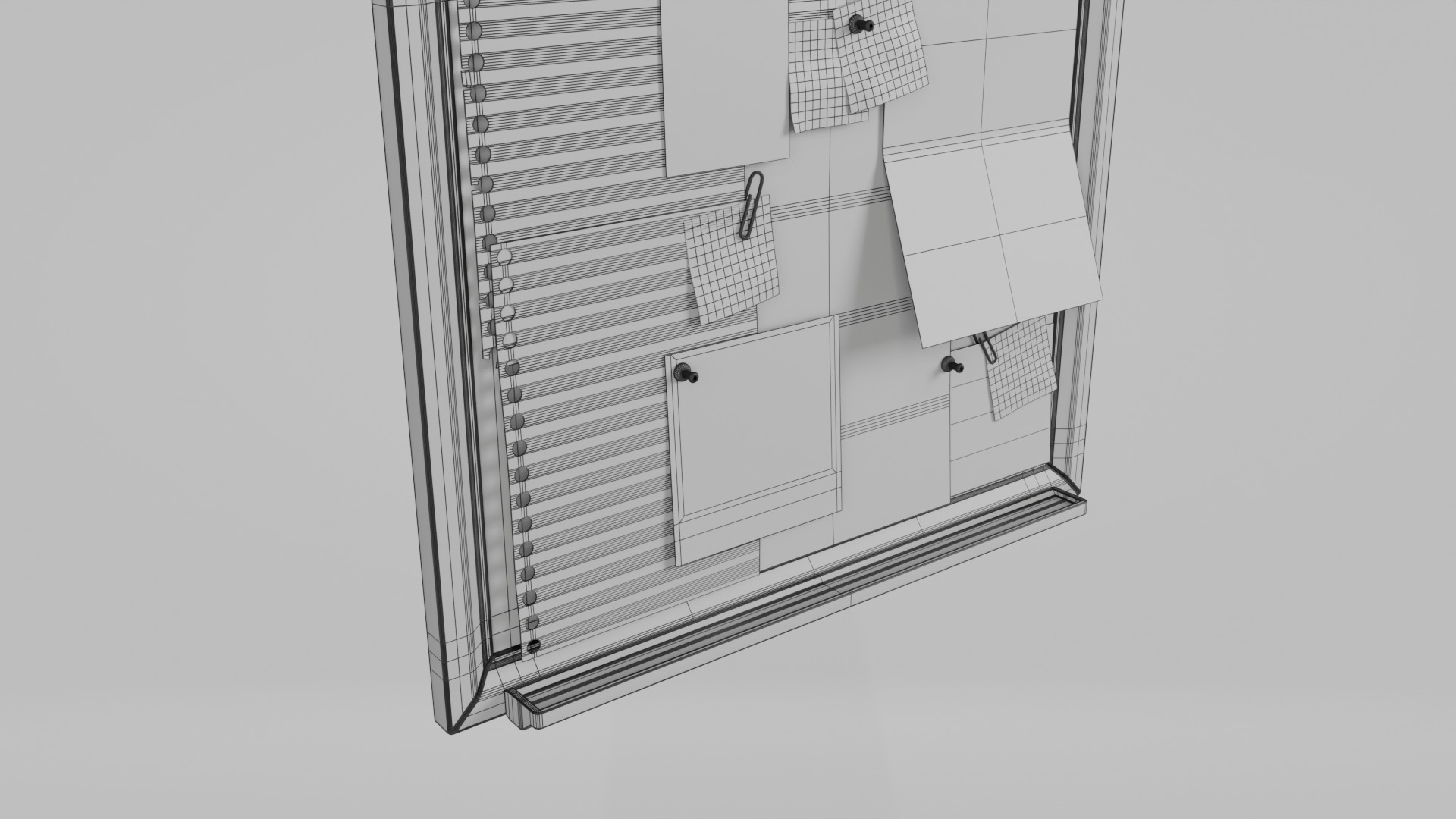 Customizable Wooden Wall Cork Board - Tall Classic Pin Board Low-poly 3D model_15