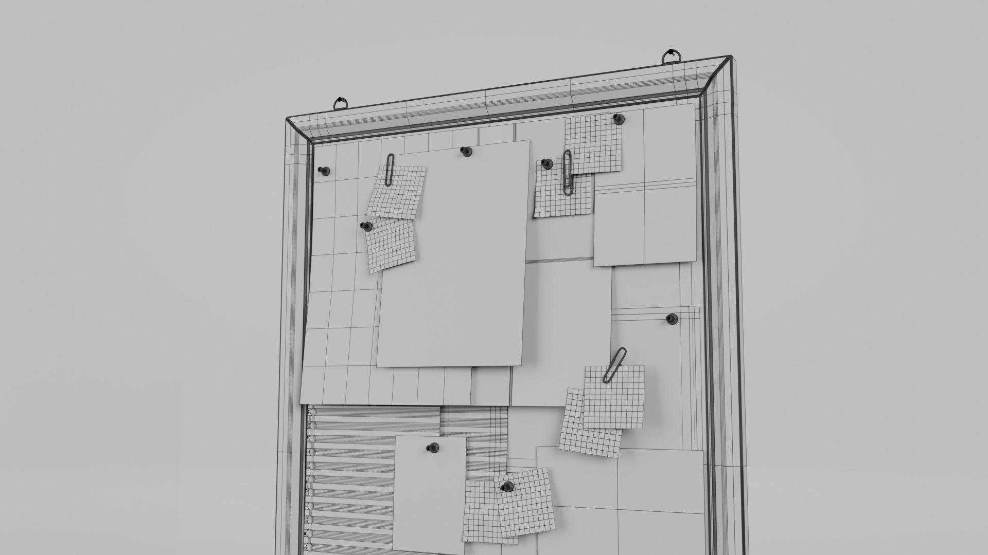 Customizable Wooden Wall Cork Board - Tall Classic Pin Board Low-poly 3D model_16