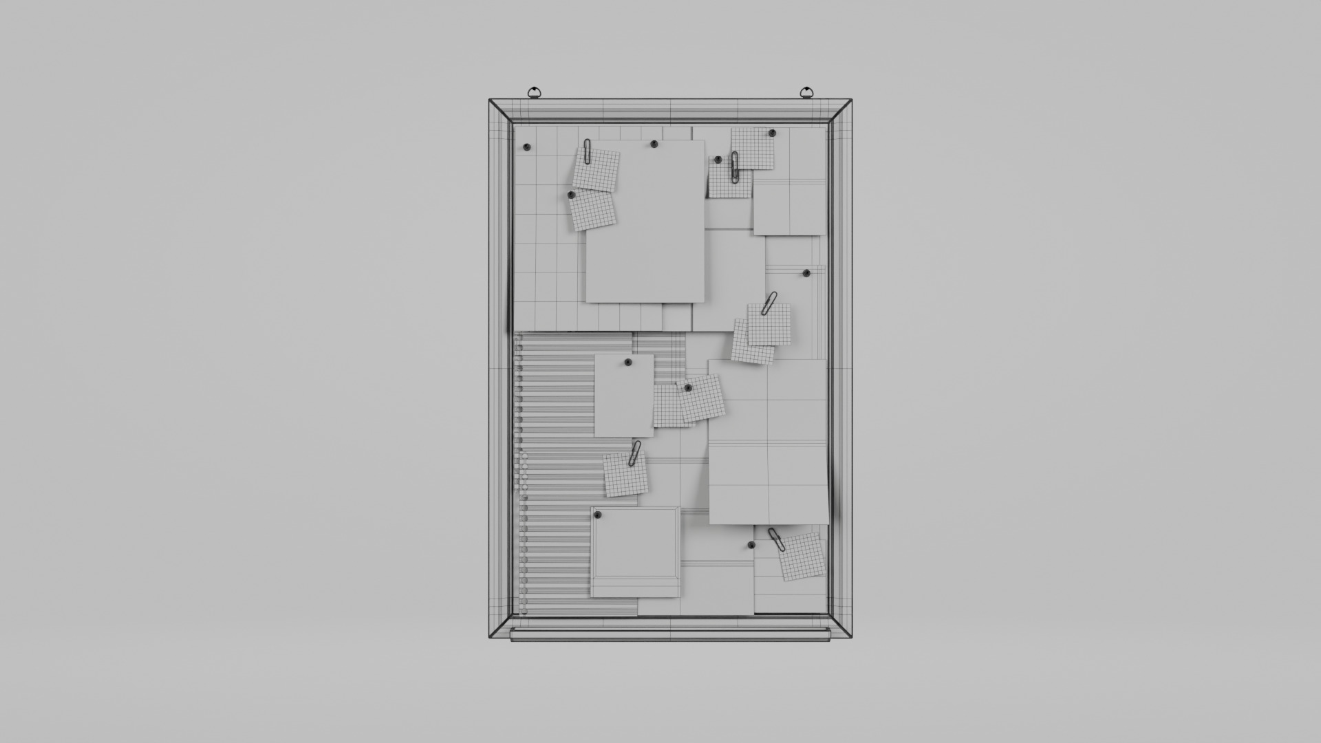 Customizable Wooden Wall Cork Board - Tall Classic Pin Board Low-poly 3D model_13