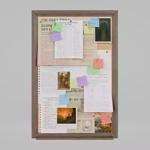 Customizable Wooden Wall Cork Board - Tall Classic Pin Board Low-poly 3D model