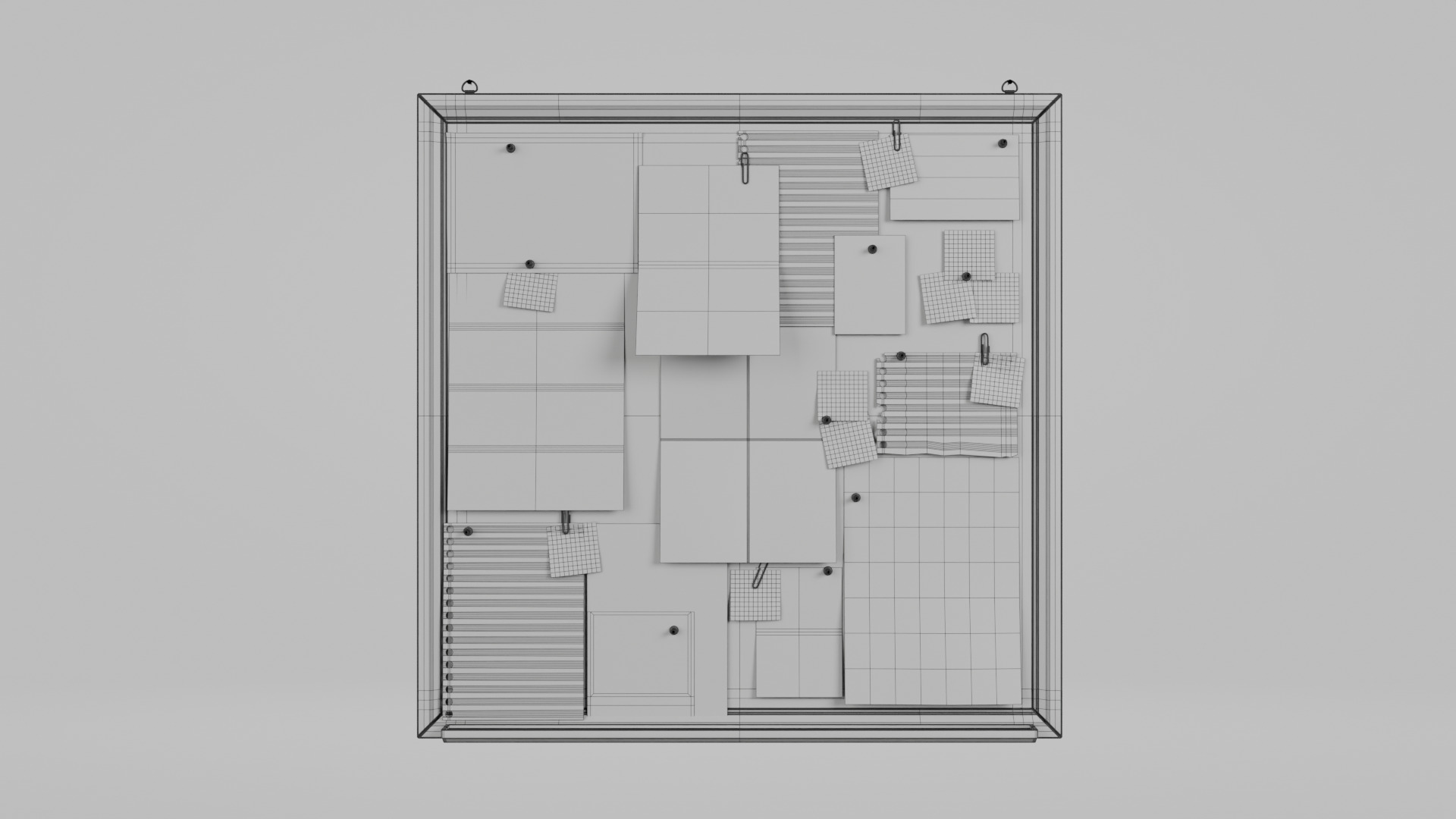 Customizable Wooden Wall Cork Board - Square Classic Pin Board Low-poly 3D model_14