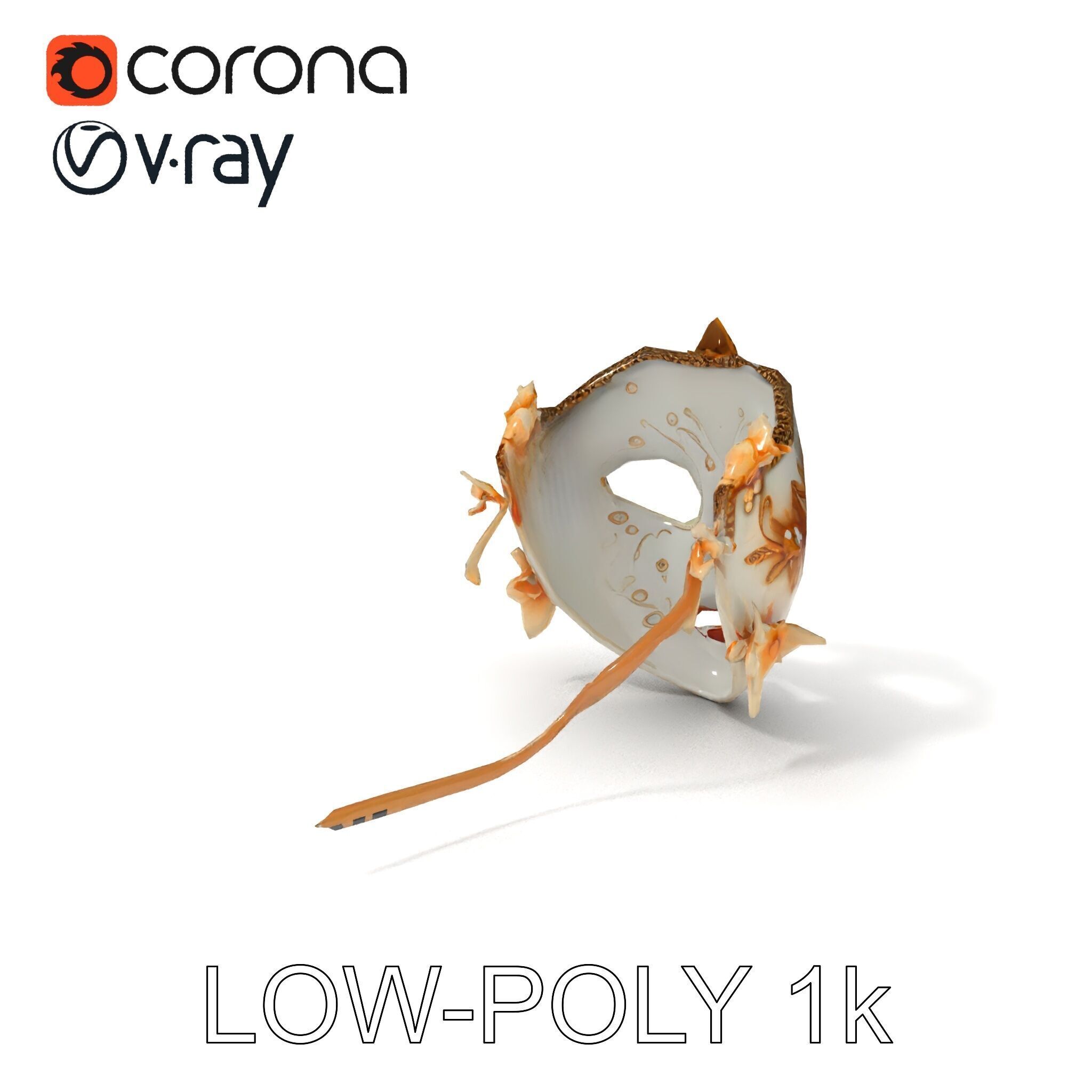 Venetian Carnival Mask Model Pack with Decorative Gold Elements Low-poly 3D model_17