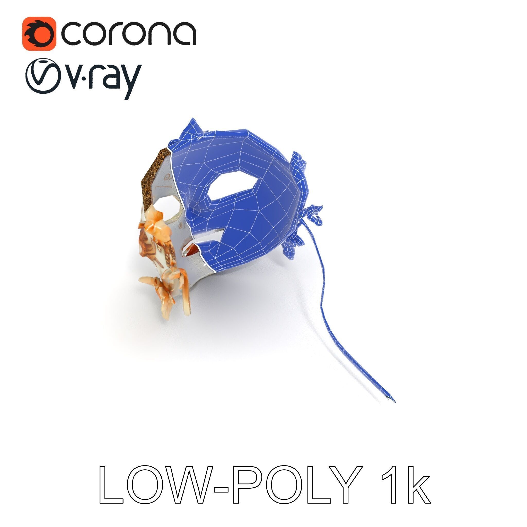 Venetian Carnival Mask Model Pack with Decorative Gold Elements Low-poly 3D model_31