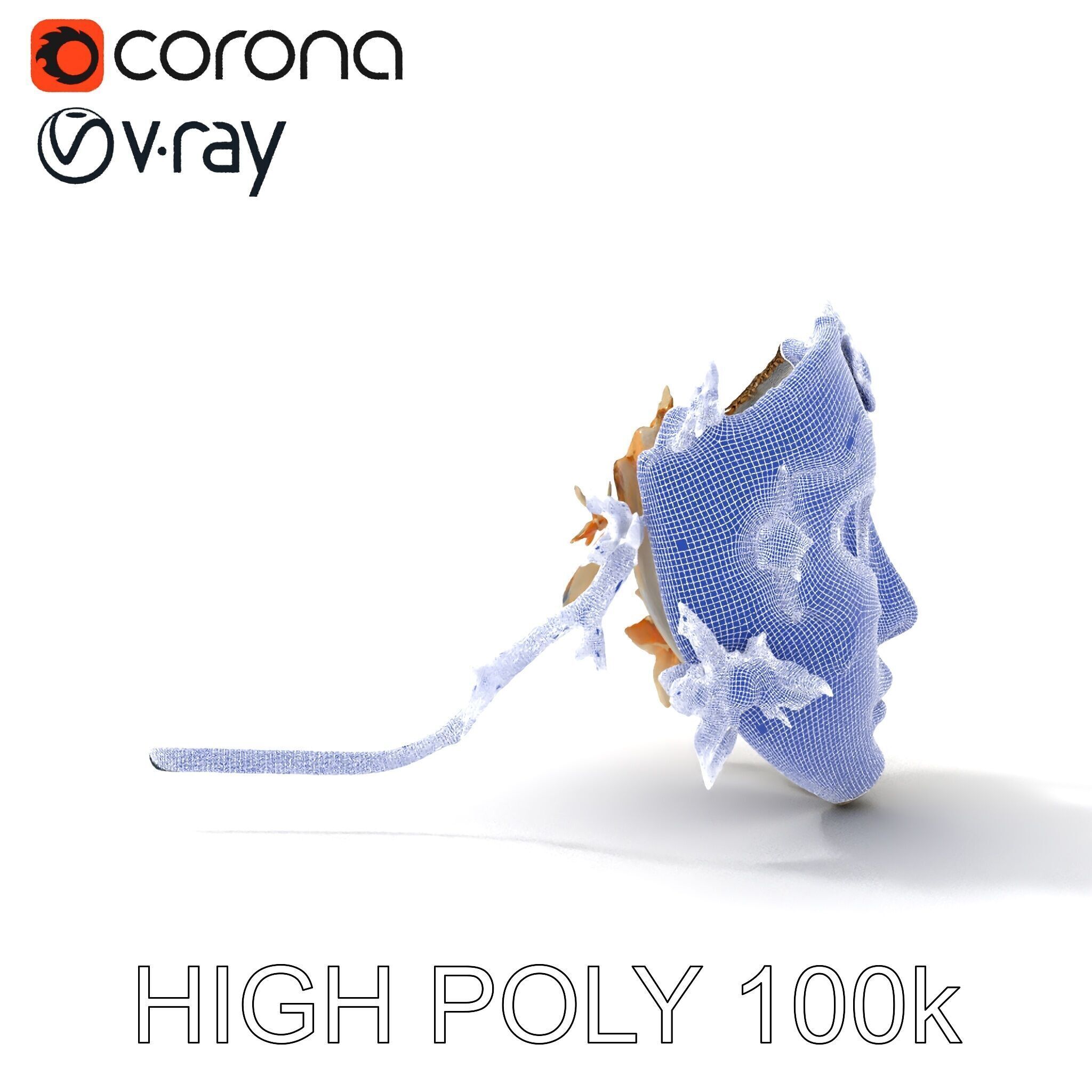 Venetian Carnival Mask Model Pack with Decorative Gold Elements Low-poly 3D model_27