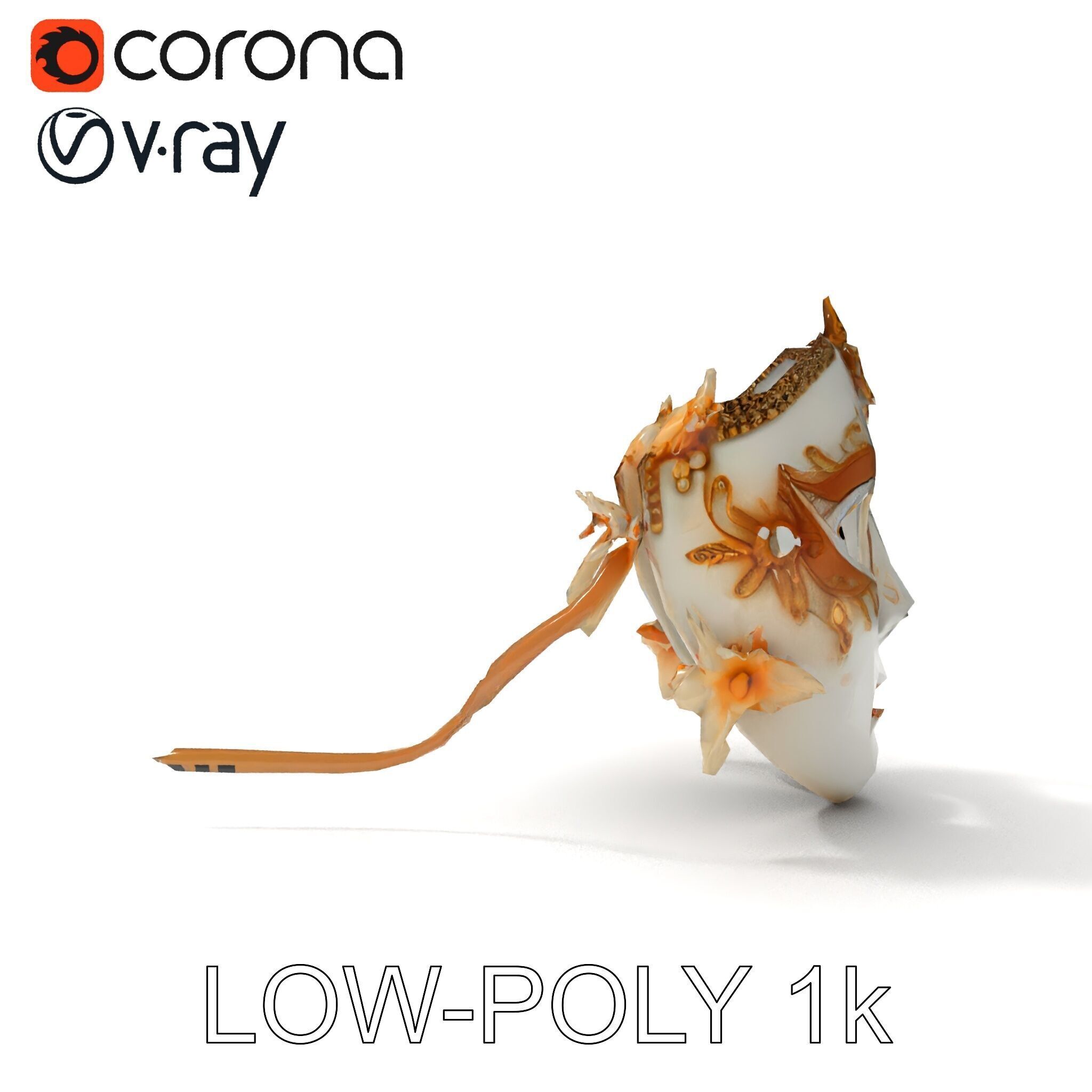 Venetian Carnival Mask Model Pack with Decorative Gold Elements Low-poly 3D model_26