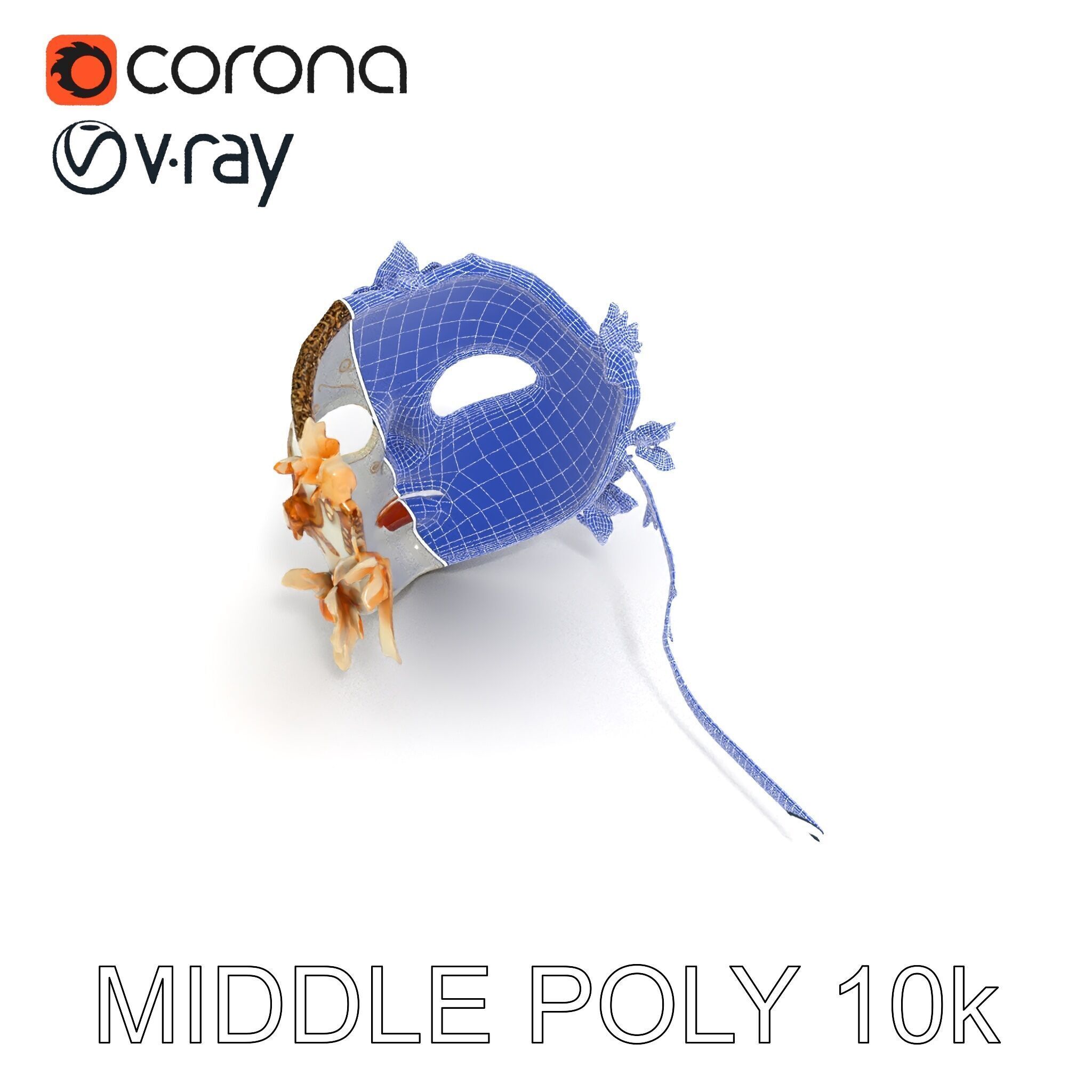 Venetian Carnival Mask Model Pack with Decorative Gold Elements Low-poly 3D model_19