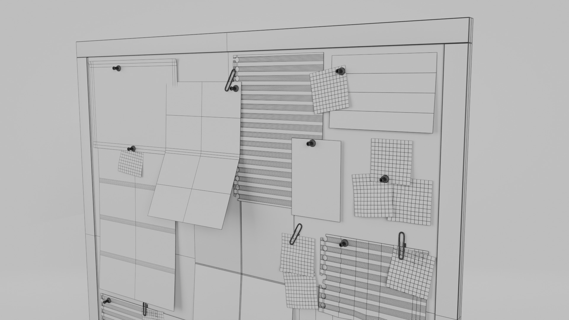 Customizable Wooden Wall Cork Board - Square Office Pin Board Low-poly 3D model_15