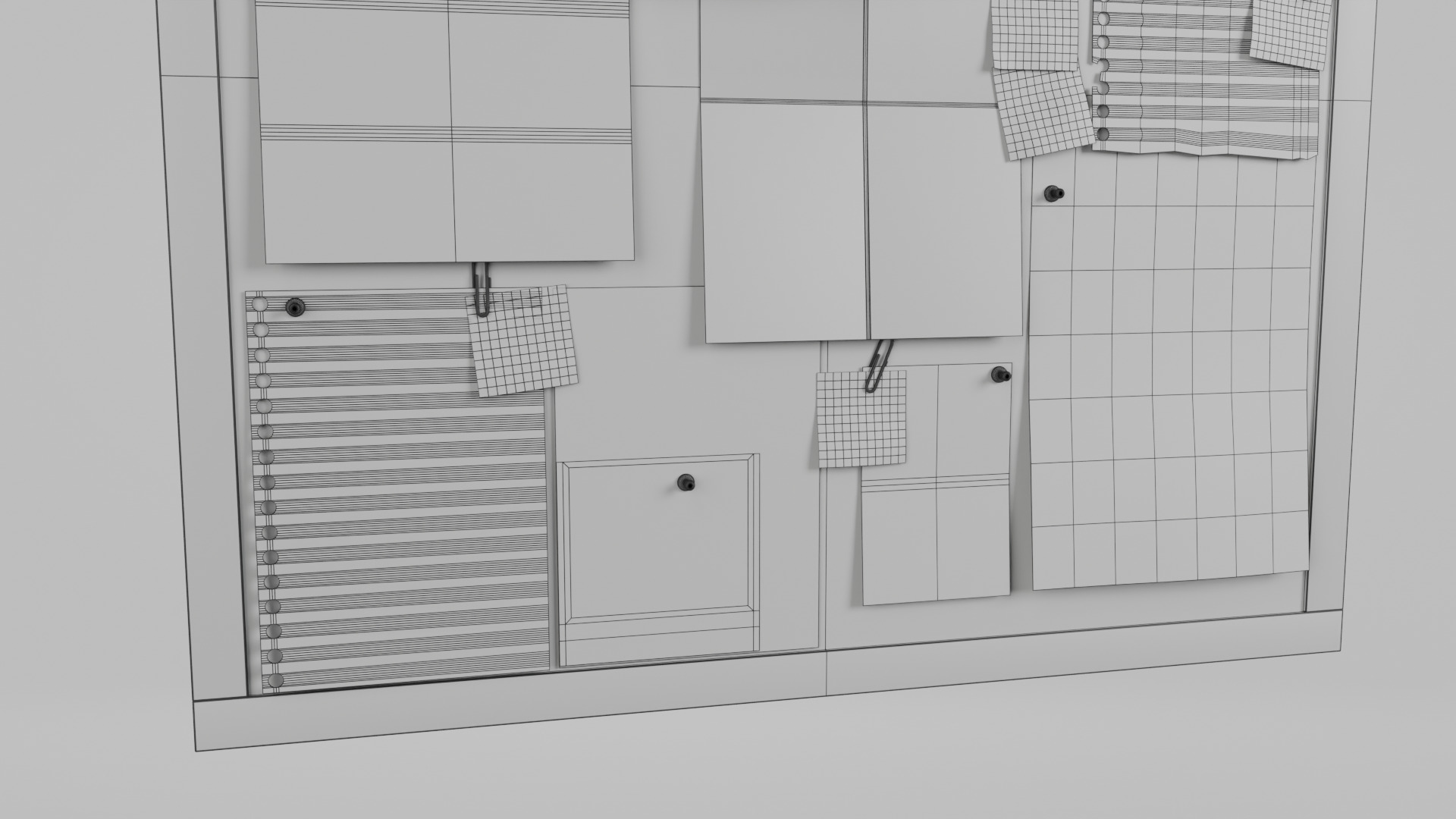 Customizable Wooden Wall Cork Board - Square Office Pin Board Low-poly 3D model_14