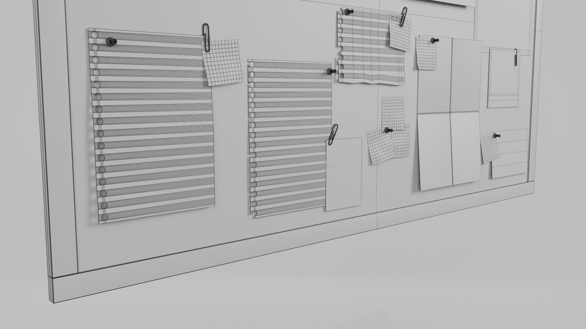 Customizable Wooden Wall Cork Board - Office Pin Notice Board Low-poly 3D model_14