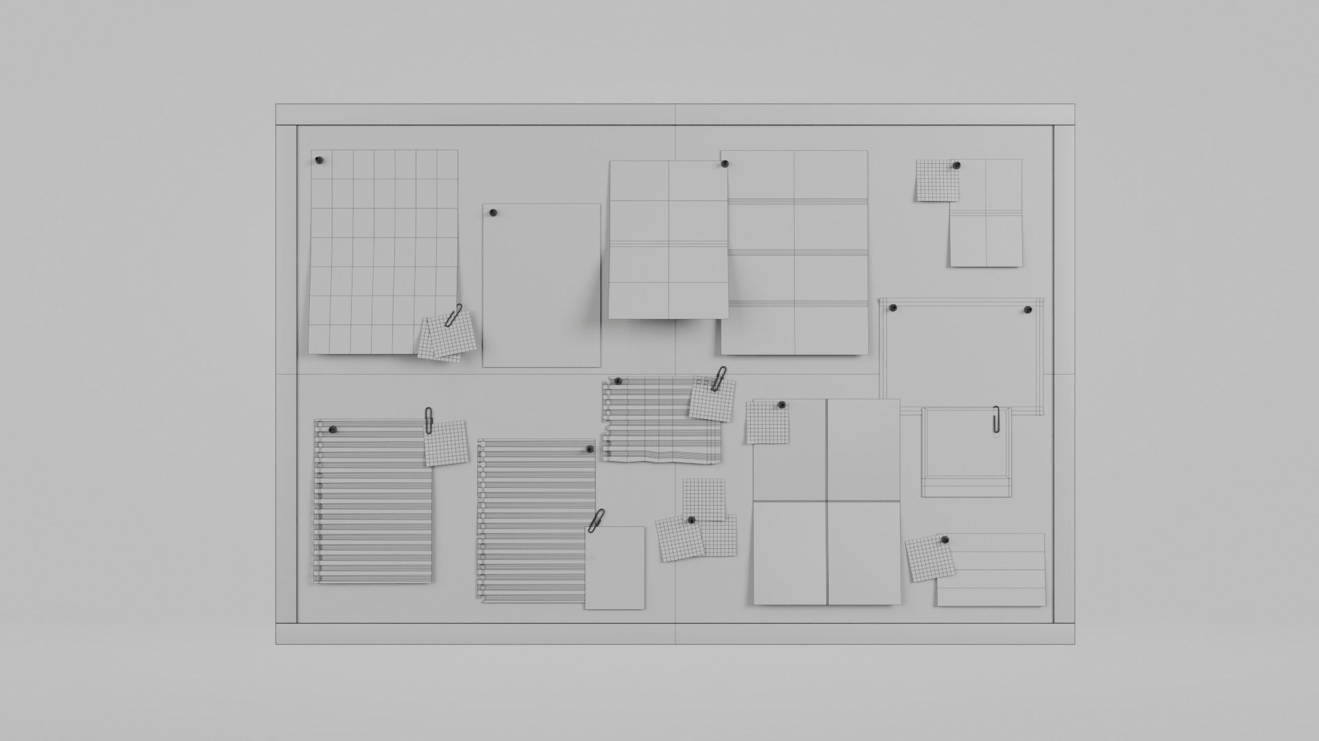 Customizable Wooden Wall Cork Board - Office Pin Notice Board Low-poly 3D model_12