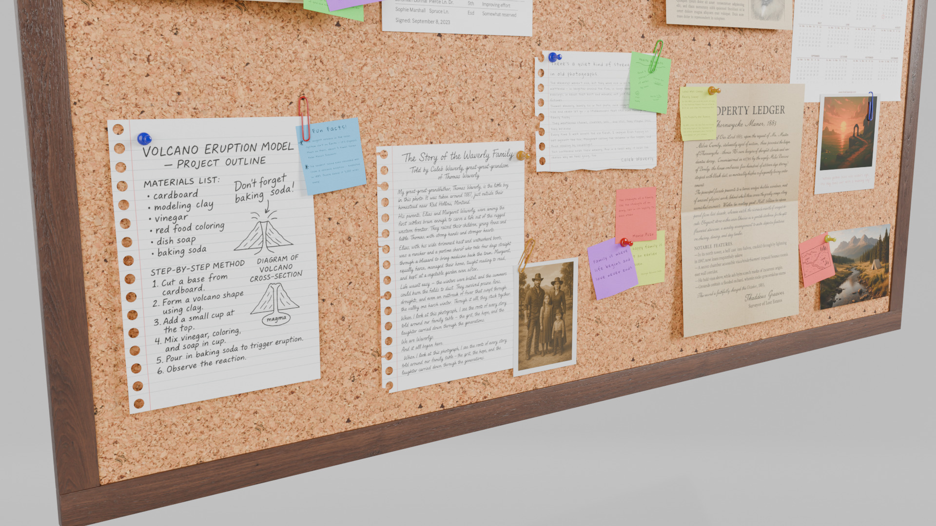 Customizable Wooden Wall Cork Board - Office Pin Notice Board Low-poly 3D model_8