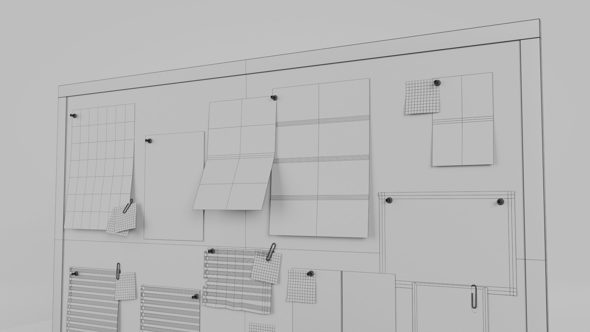 Customizable Wooden Wall Cork Board - Office Pin Notice Board Low-poly 3D model_15