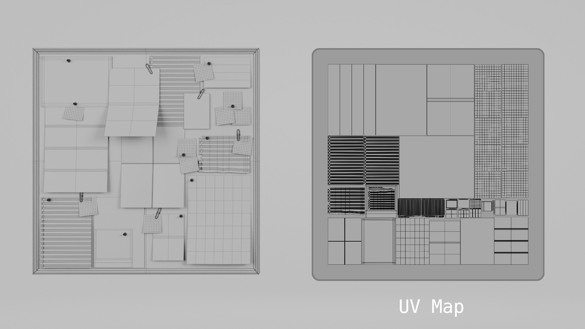 Customizable Wooden Wall Cork Board - Square Pin Notice Board Low-poly 3D model_17