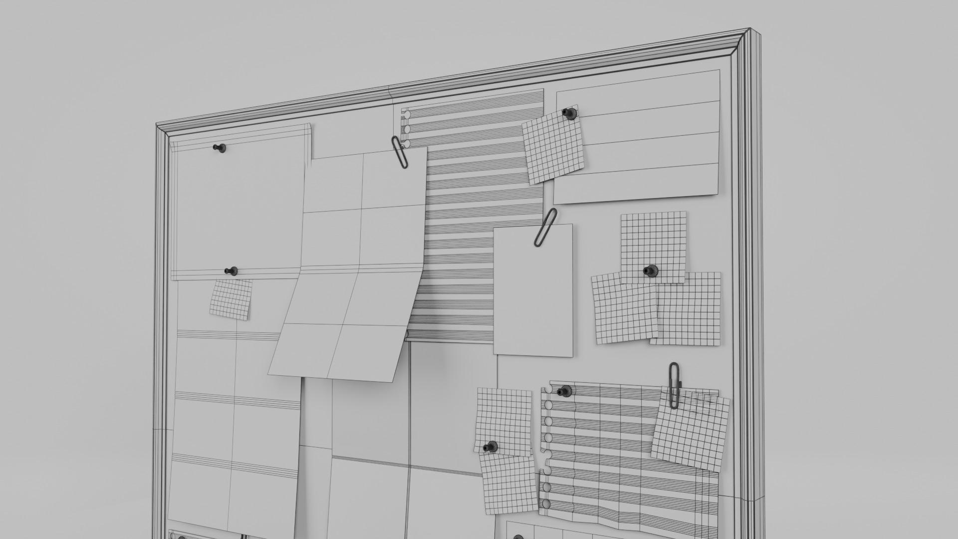 Customizable Wooden Wall Cork Board - Square Pin Notice Board Low-poly 3D model_14
