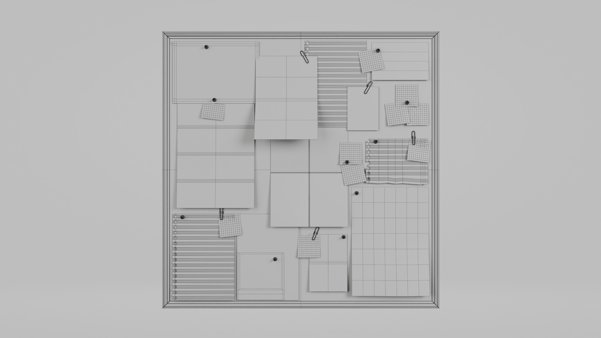 Customizable Wooden Wall Cork Board - Square Pin Notice Board Low-poly 3D model_11