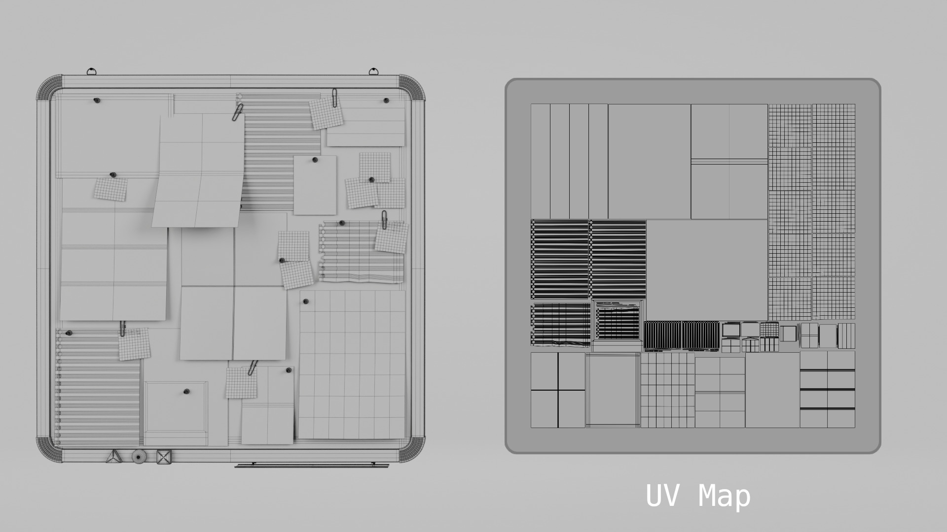 Customizable Metal Wall Cork Board - Square Pin Notice Board Low-poly 3D model_15