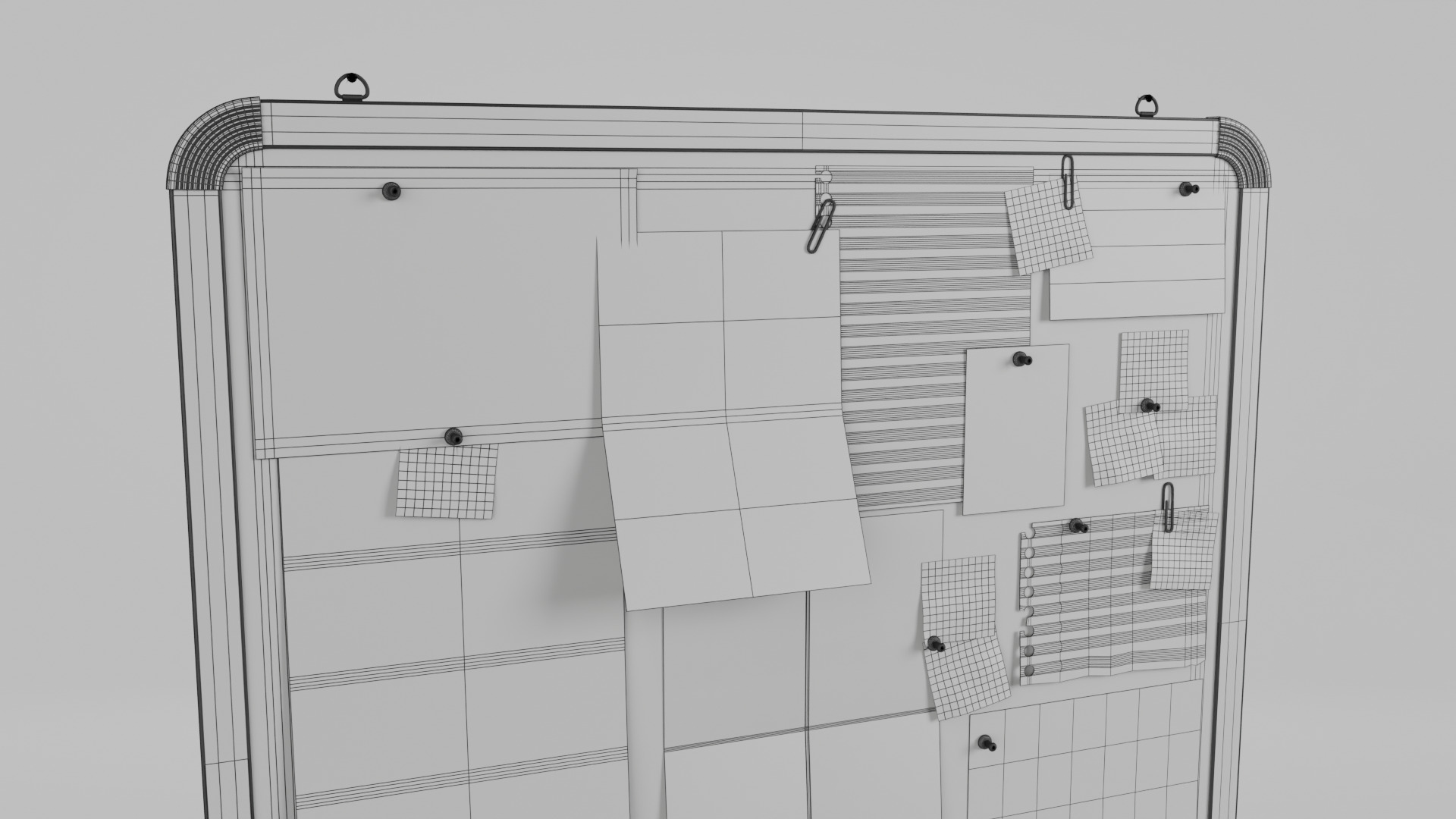 Customizable Metal Wall Cork Board - Square Pin Notice Board Low-poly 3D model_12