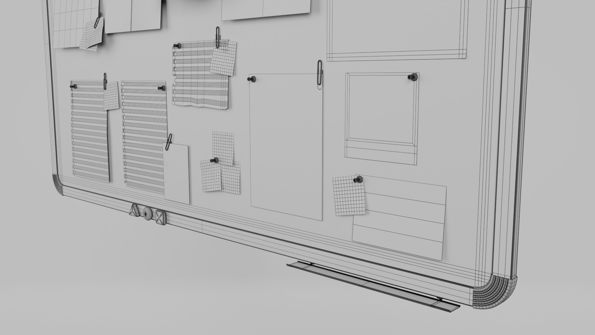 Customizable Metal Wall Cork Board - Pin Notice Board Low-poly 3D model_13