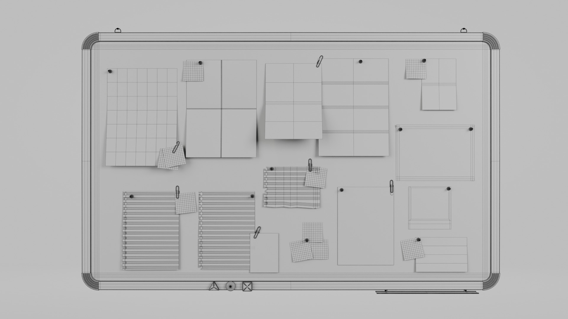 Customizable Metal Wall Cork Board - Pin Notice Board Low-poly 3D model_11