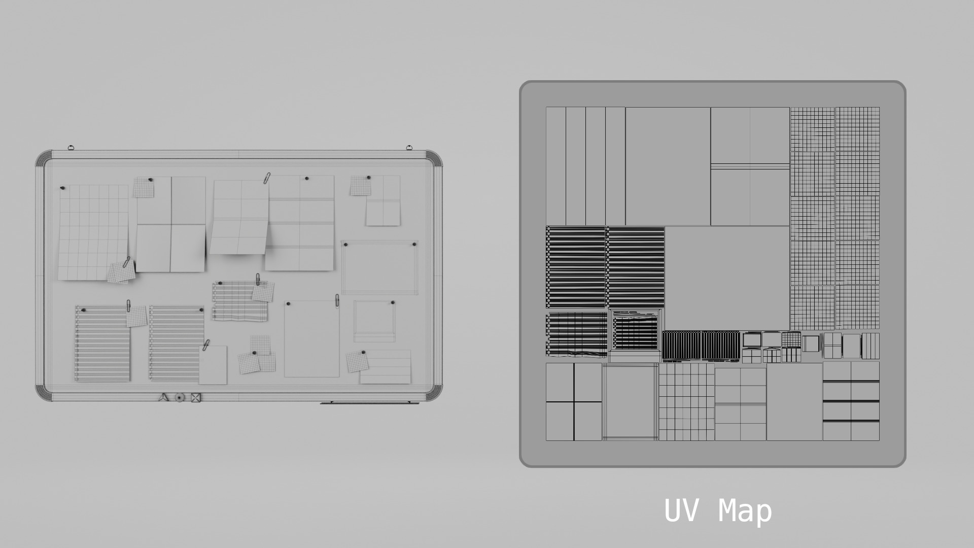 Customizable Metal Wall Cork Board - Pin Notice Board Low-poly 3D model_16