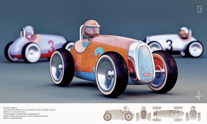 Toy car Bugatti 3D model