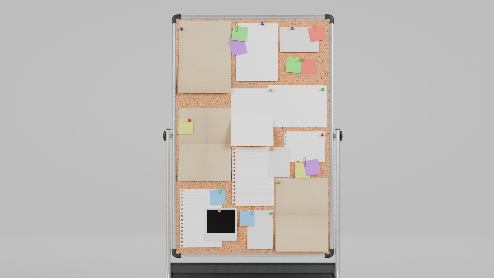Double-Sided Metal Corkboard - Fully Customizable Tall Pin Board Low-poly 3D model_10