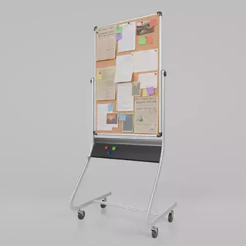 Double-Sided Metal Corkboard - Fully Customizable Tall Pin Board Low-poly 3D model