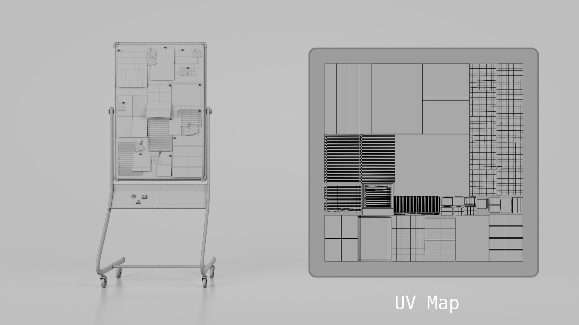 Double-Sided Metal Corkboard - Fully Customizable Tall Pin Board Low-poly 3D model_16