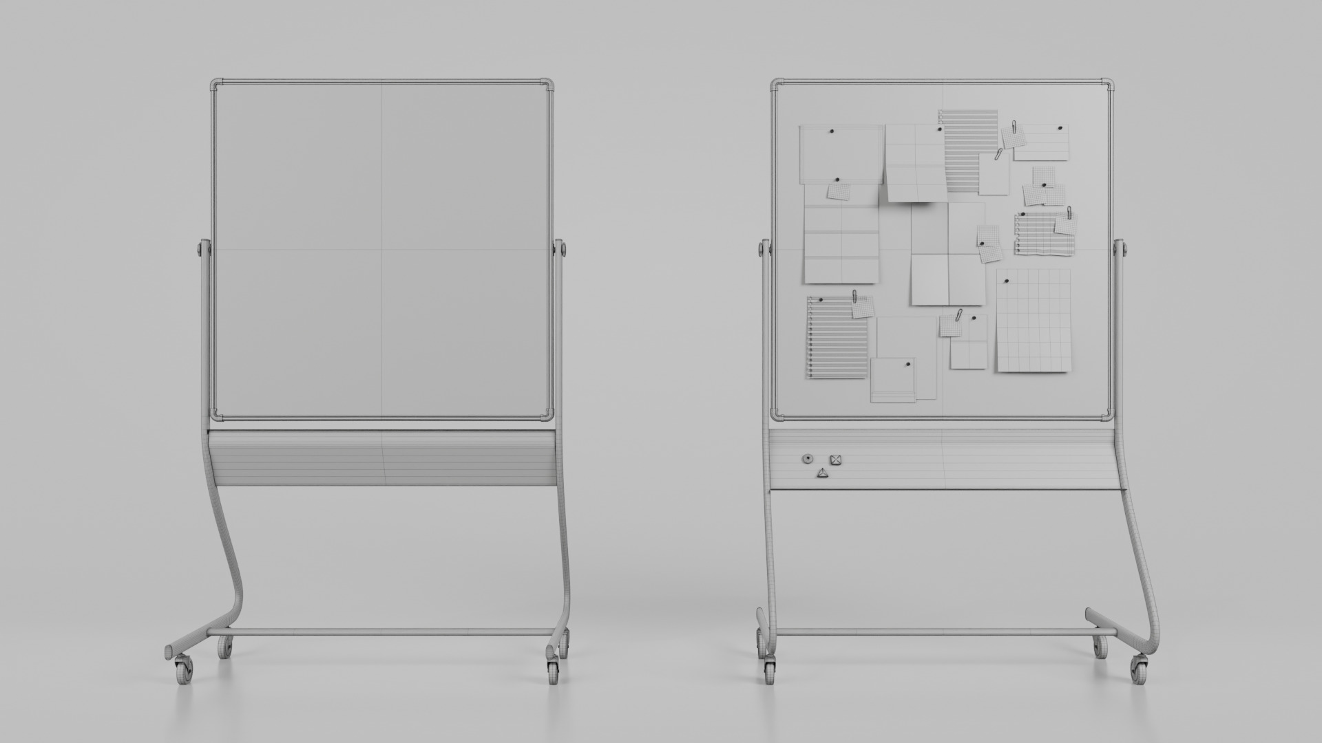 Double-Sided Metal Corkboard - Customizable Square Pin Board Low-poly 3D model_16