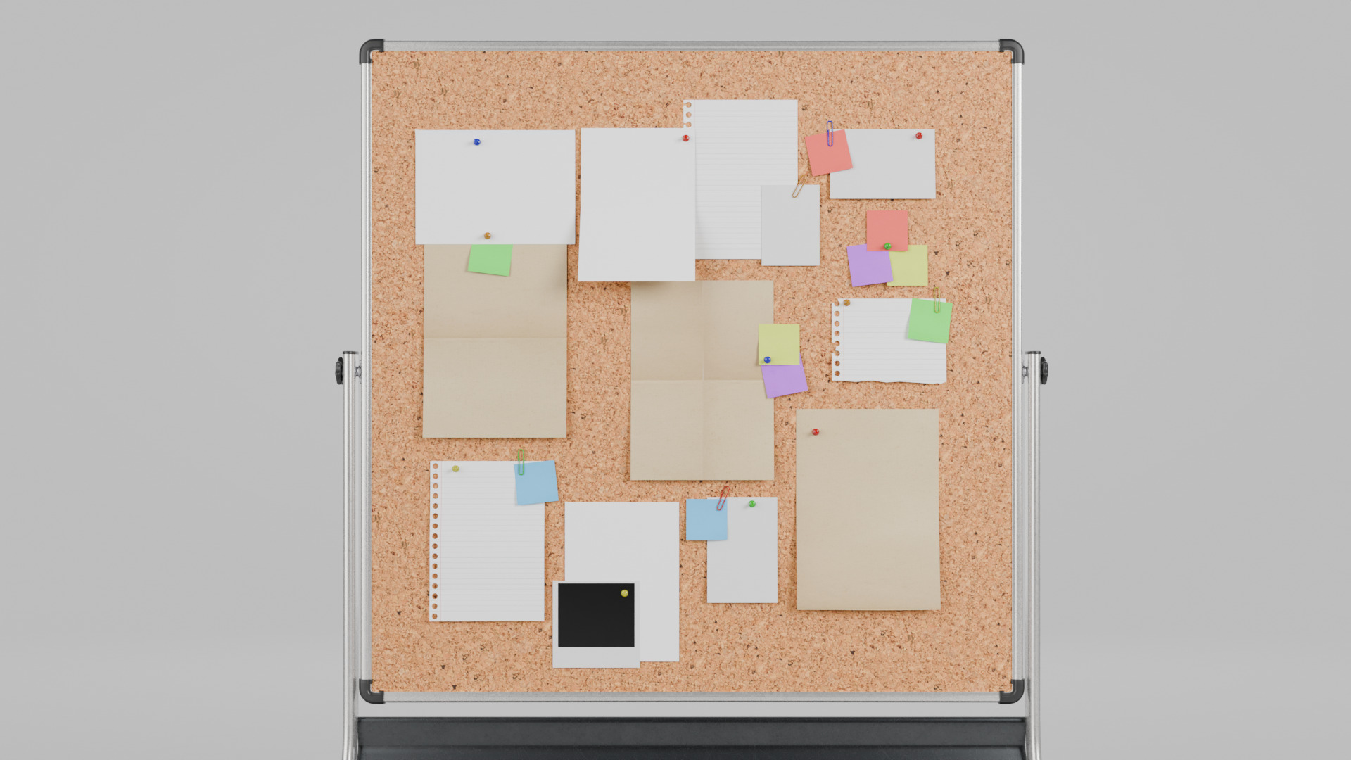 Double-Sided Metal Corkboard - Customizable Square Pin Board Low-poly 3D model_15