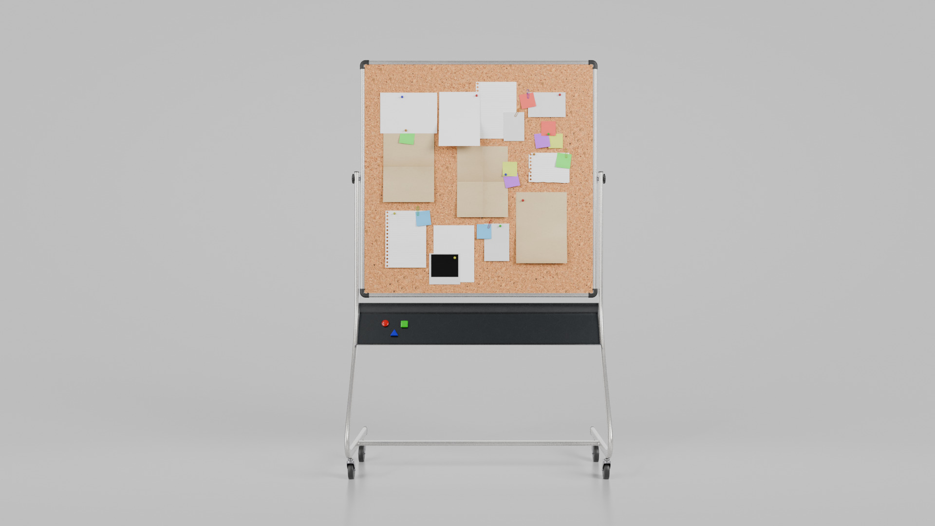 Double-Sided Metal Corkboard - Customizable Square Pin Board Low-poly 3D model_14
