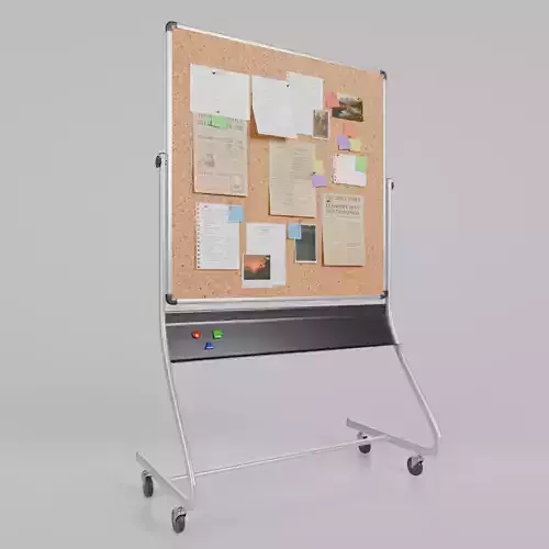 Double-Sided Metal Corkboard - Customizable Square Pin Board Low-poly 3D model