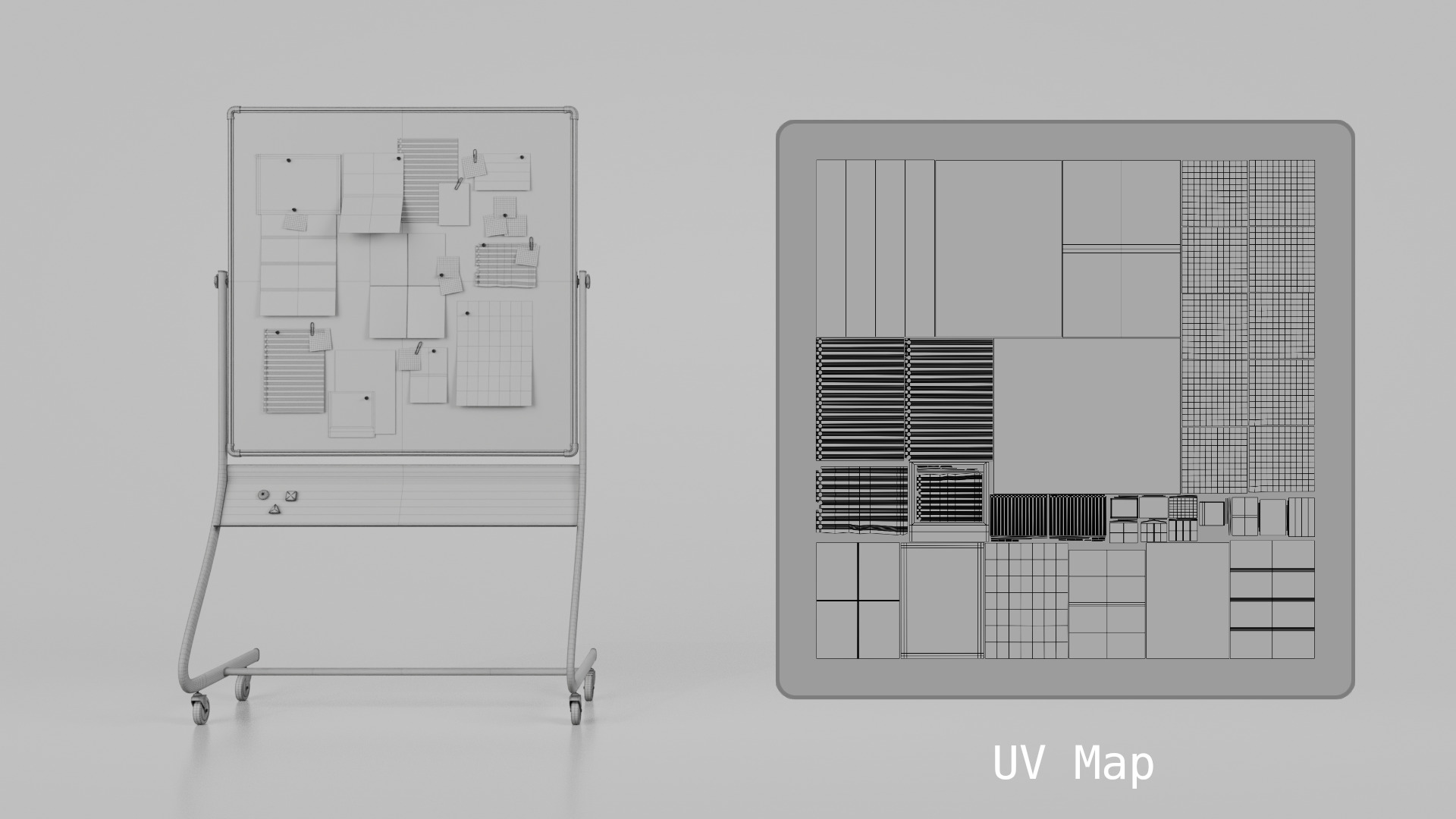 Double-Sided Metal Corkboard - Customizable Square Pin Board Low-poly 3D model_17