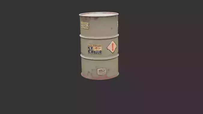 Military Fuel Barrel with Hazard Labels Low-poly 3D model