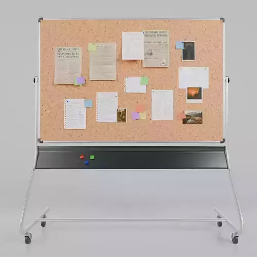 Double-Sided Metal Corkboard -Customizable Rectangular Pin Board Low-poly 3D model